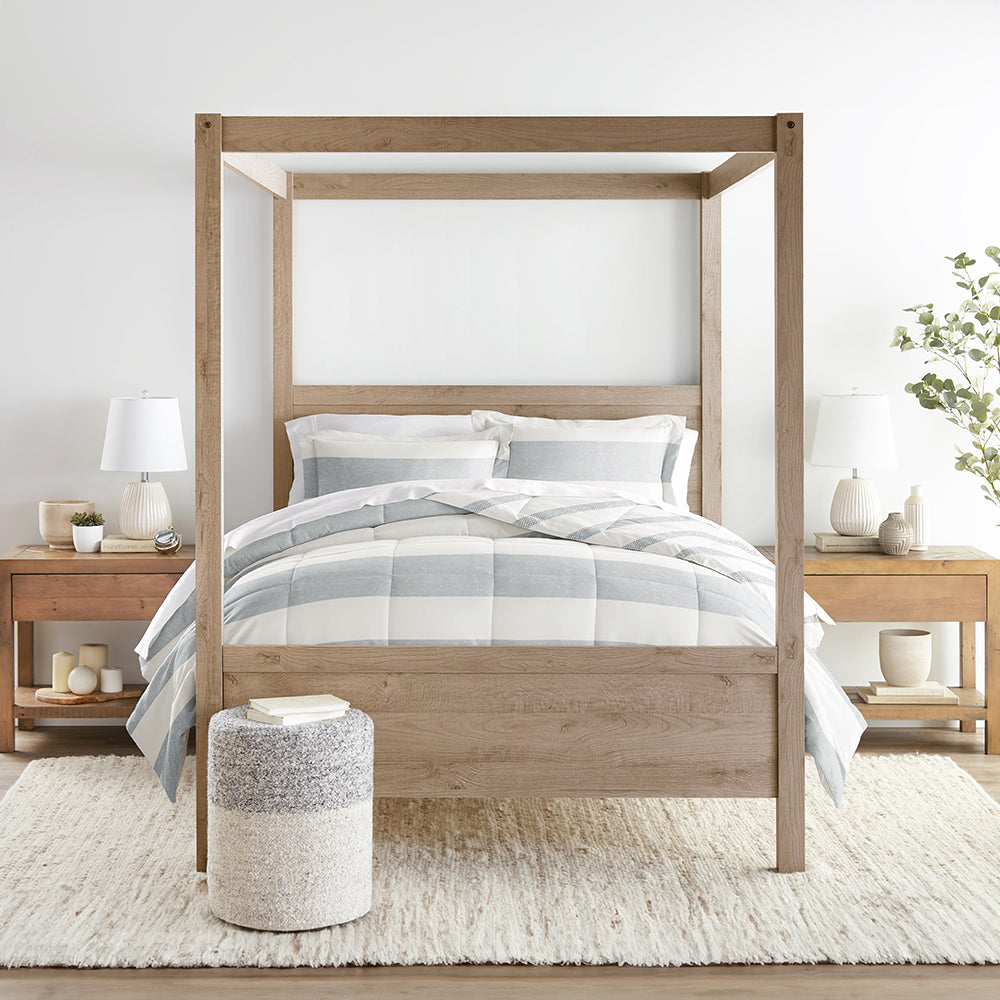 Distressed Stripe Reversible Down-Alternative Comforter Set (Sale)