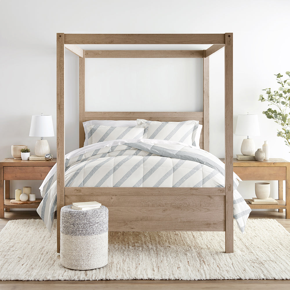 Distressed Stripe Reversible Down-Alternative Comforter Set (Sale)