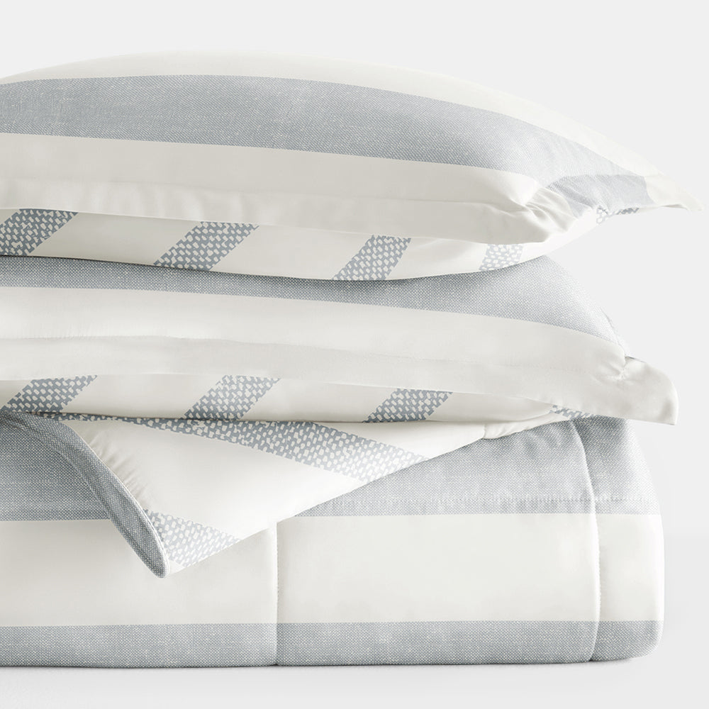Distressed Stripe Reversible Down-Alternative Comforter Set (Sale)
