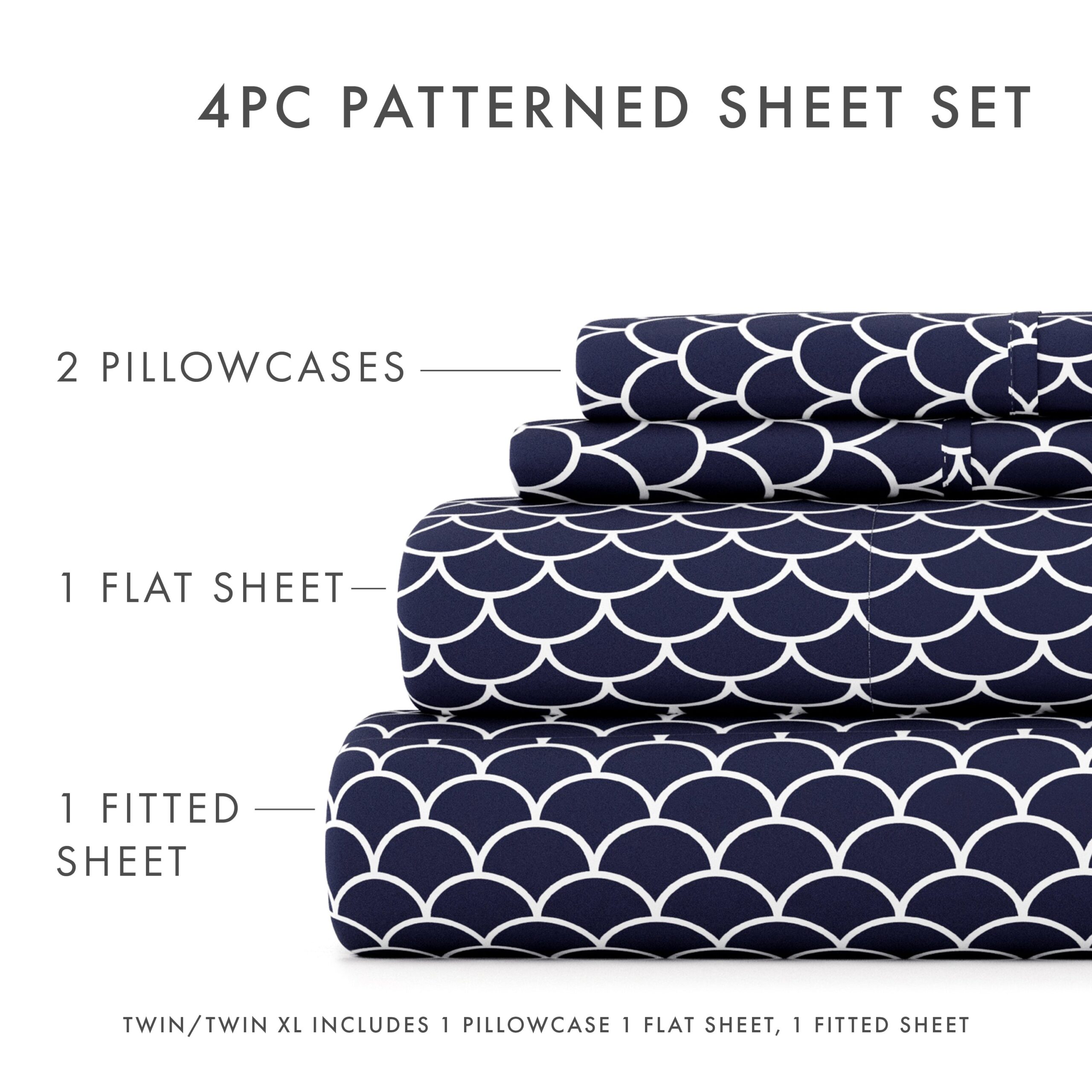 Scallops Pattern 4-Piece Sheet Set (Sale)