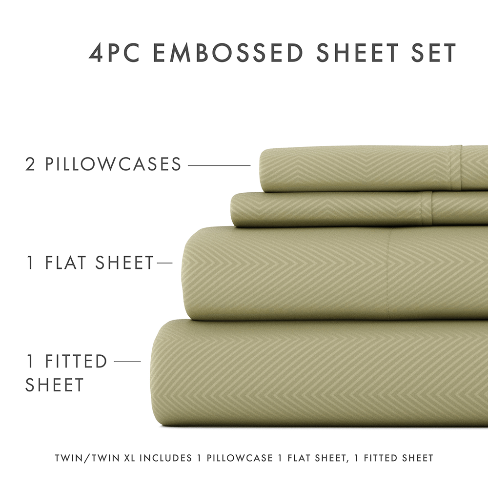 Chevron Embossed 4-Piece Sheet Set (Sale)
