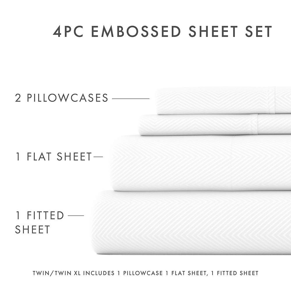 Chevron Embossed 4-Piece Sheet Set (Sale)