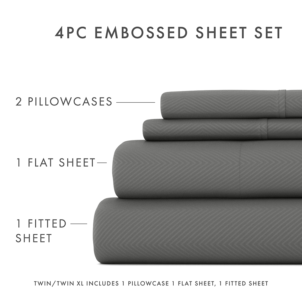 Chevron Embossed 4-Piece Sheet Set (Sale)
