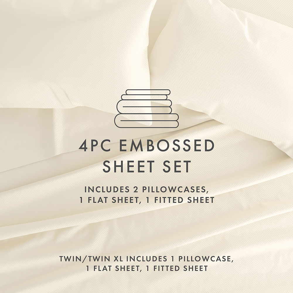 Chevron Embossed 4-Piece Sheet Set (Sale)