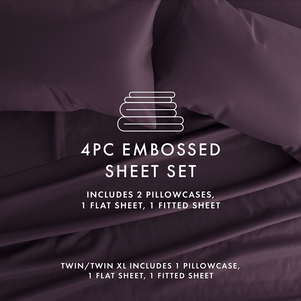 Chevron Embossed 4-Piece Sheet Set (Sale)