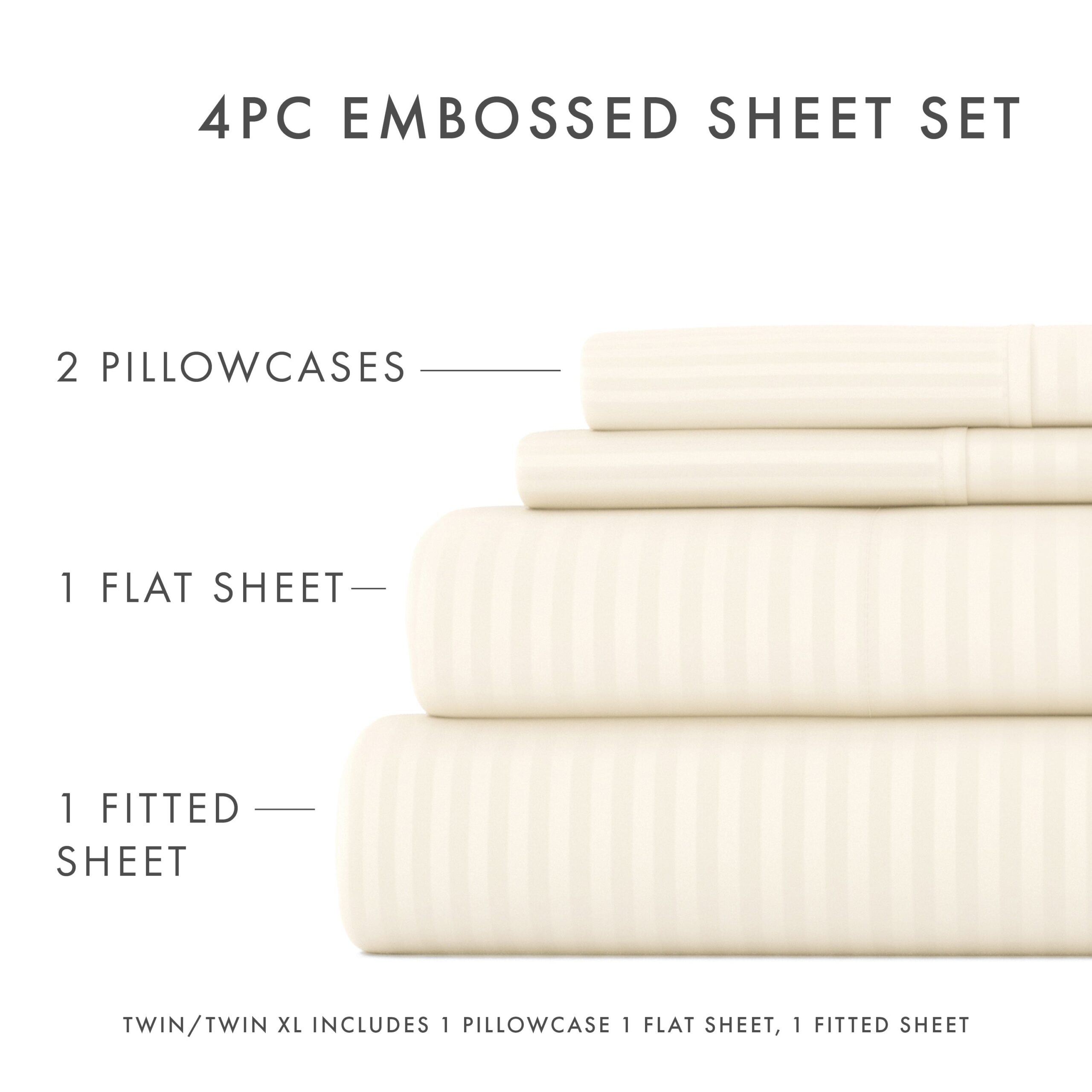 Striped Embossed 4-Piece Sheet Set - Sale