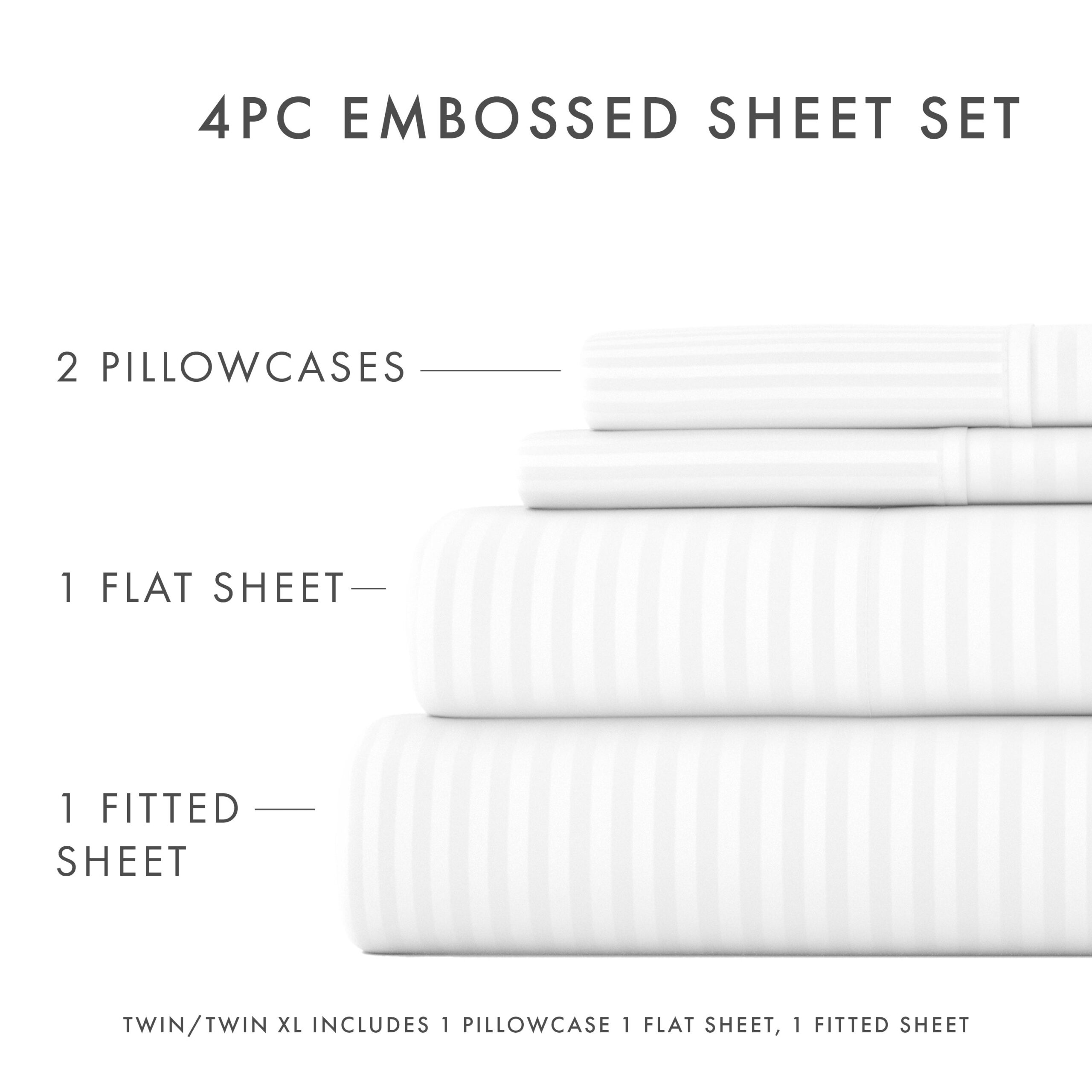 Striped Embossed 4-Piece Sheet Set - Sale
