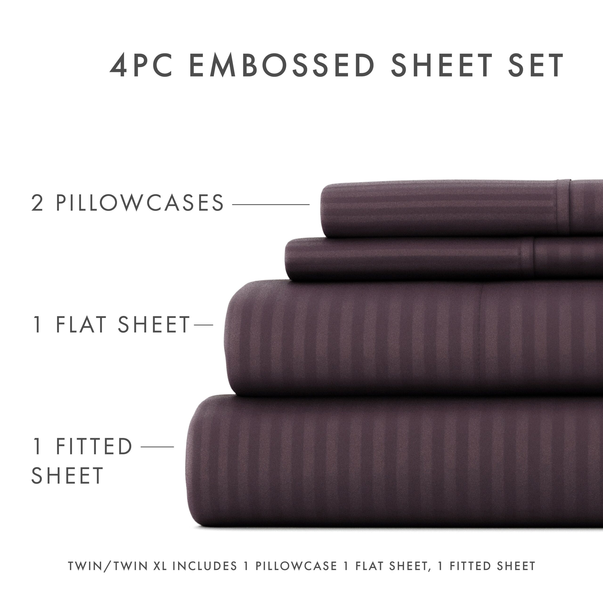 Striped Embossed 4-Piece Sheet Set - Sale