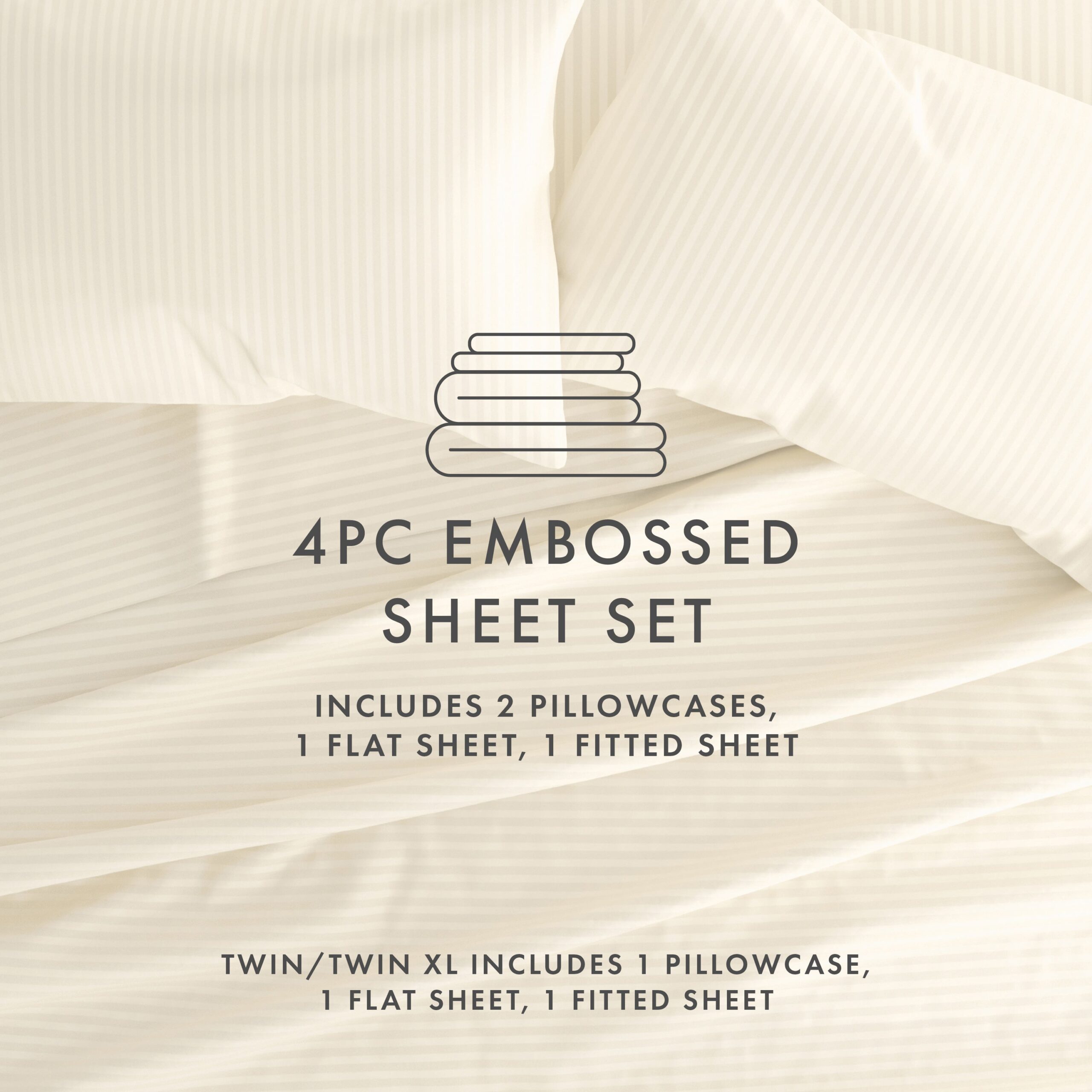 Striped Embossed 4-Piece Sheet Set - Sale