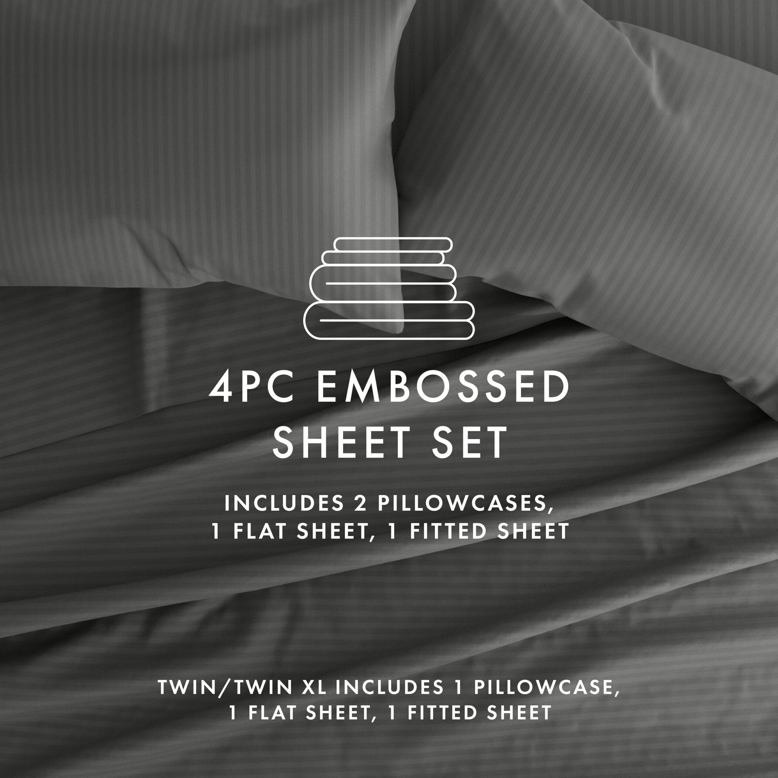 Striped Embossed 4-Piece Sheet Set - Sale