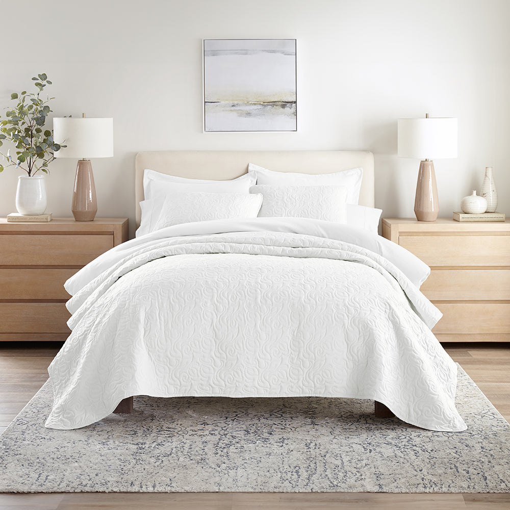 3-Piece Floral Stitch Quilted Coverlet Set - Sale