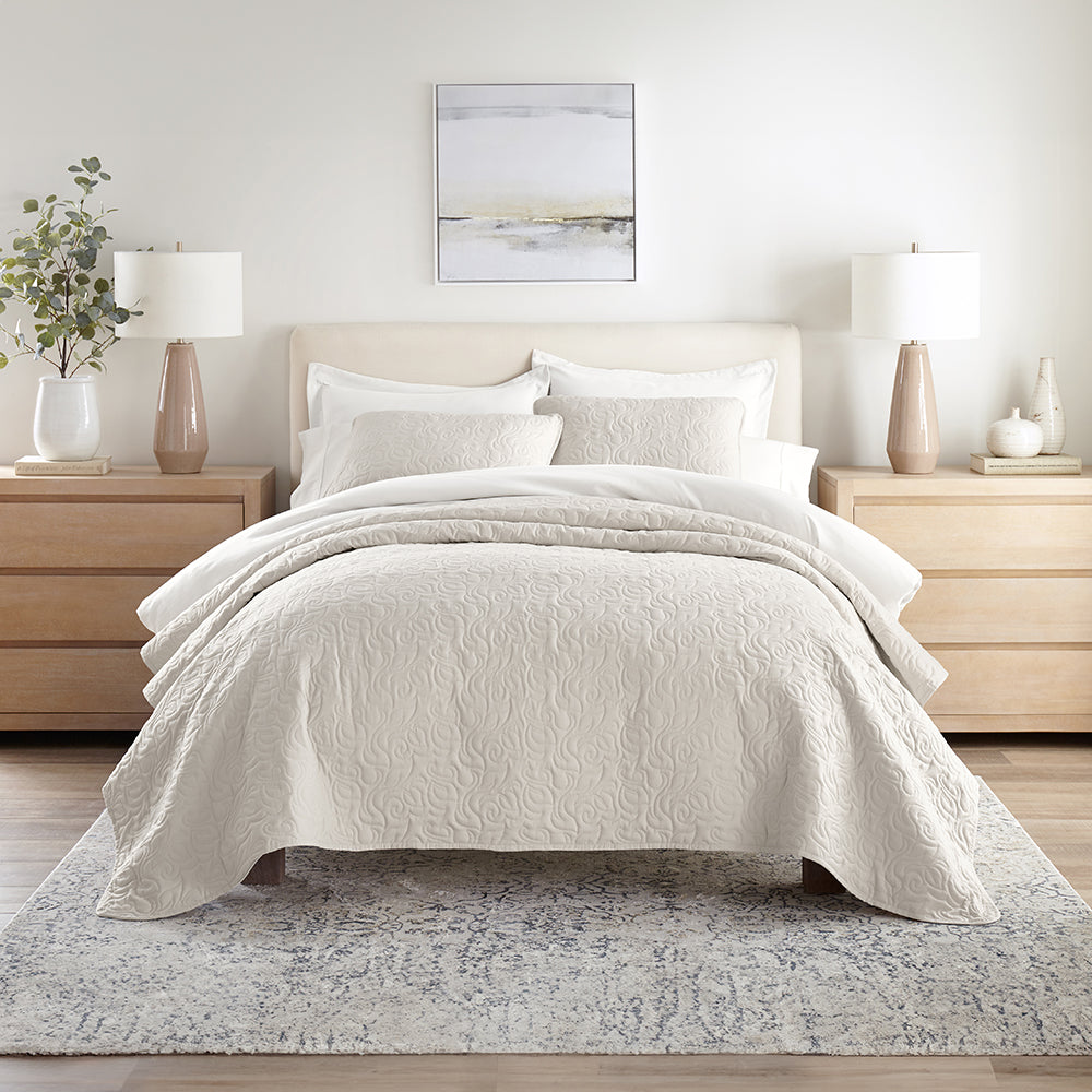 3-Piece Floral Stitch Quilted Coverlet Set - Sale
