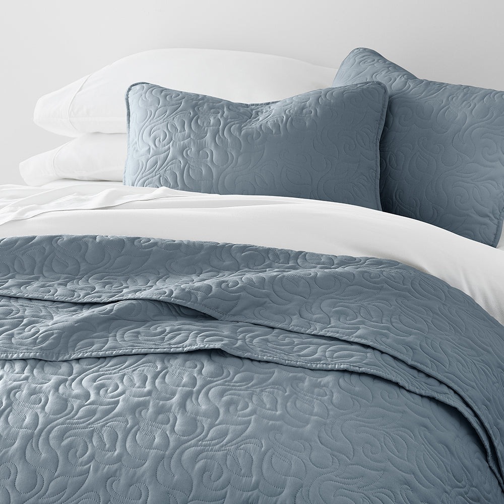3-Piece Floral Stitch Quilted Coverlet Set - Sale