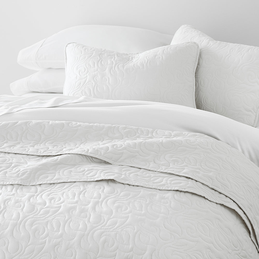 3-Piece Floral Stitch Quilted Coverlet Set - Sale