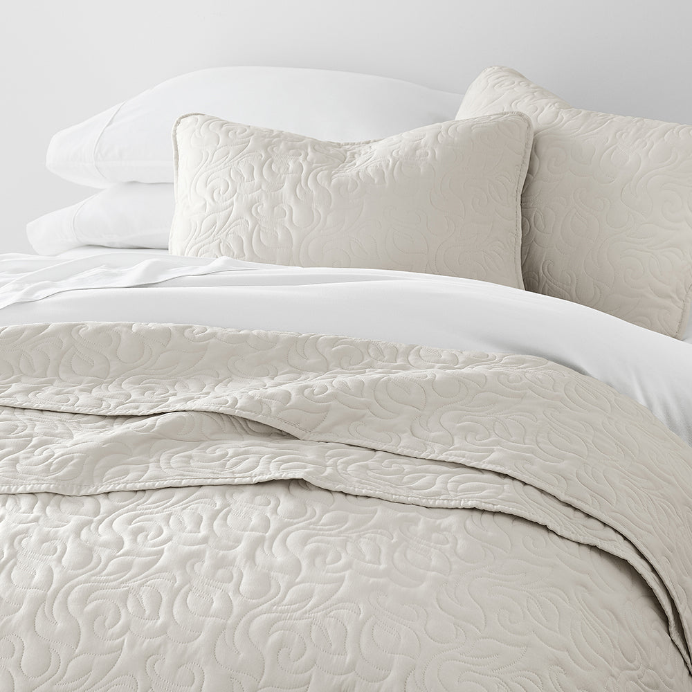3-Piece Floral Stitch Quilted Coverlet Set - Sale