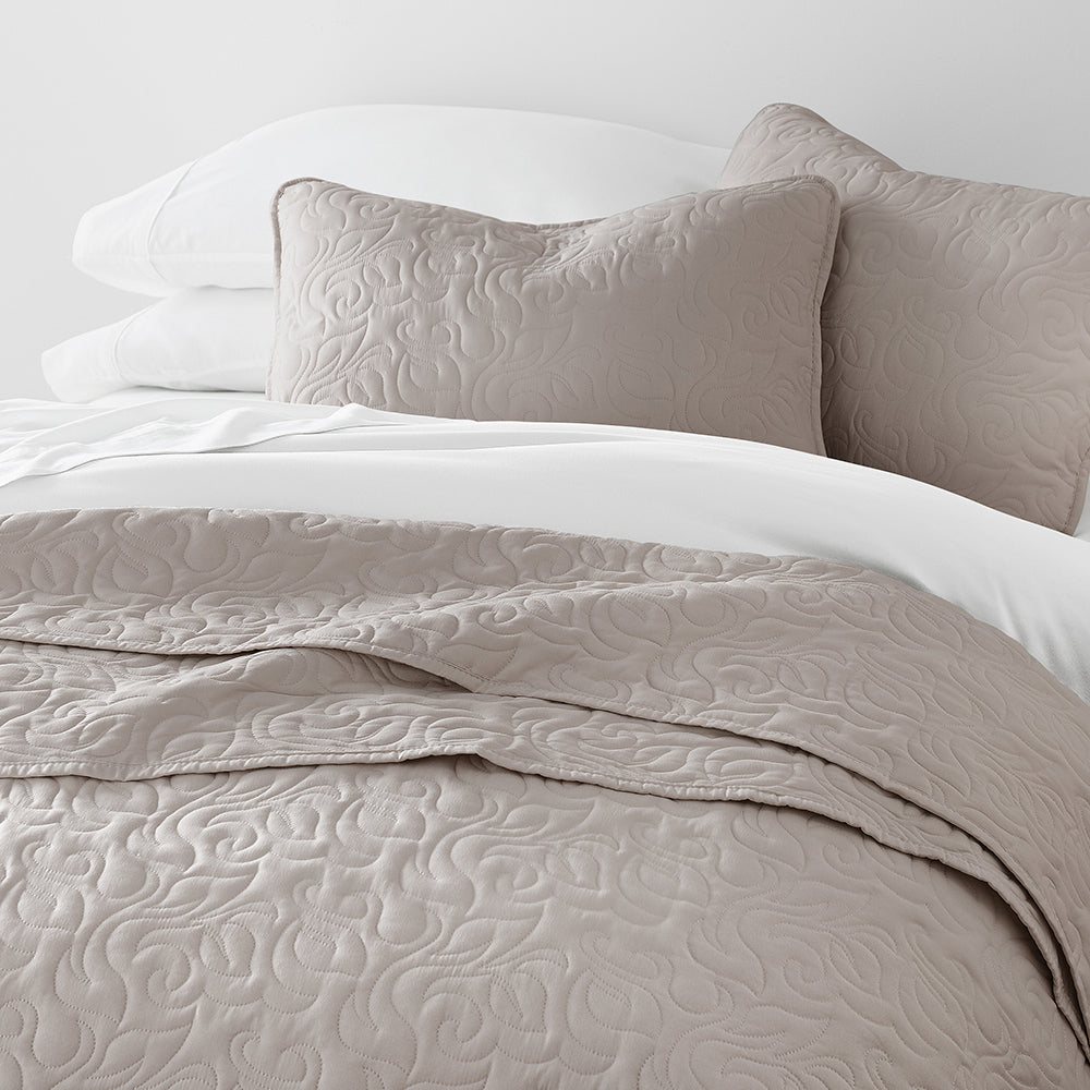 3-Piece Floral Stitch Quilted Coverlet Set - Sale