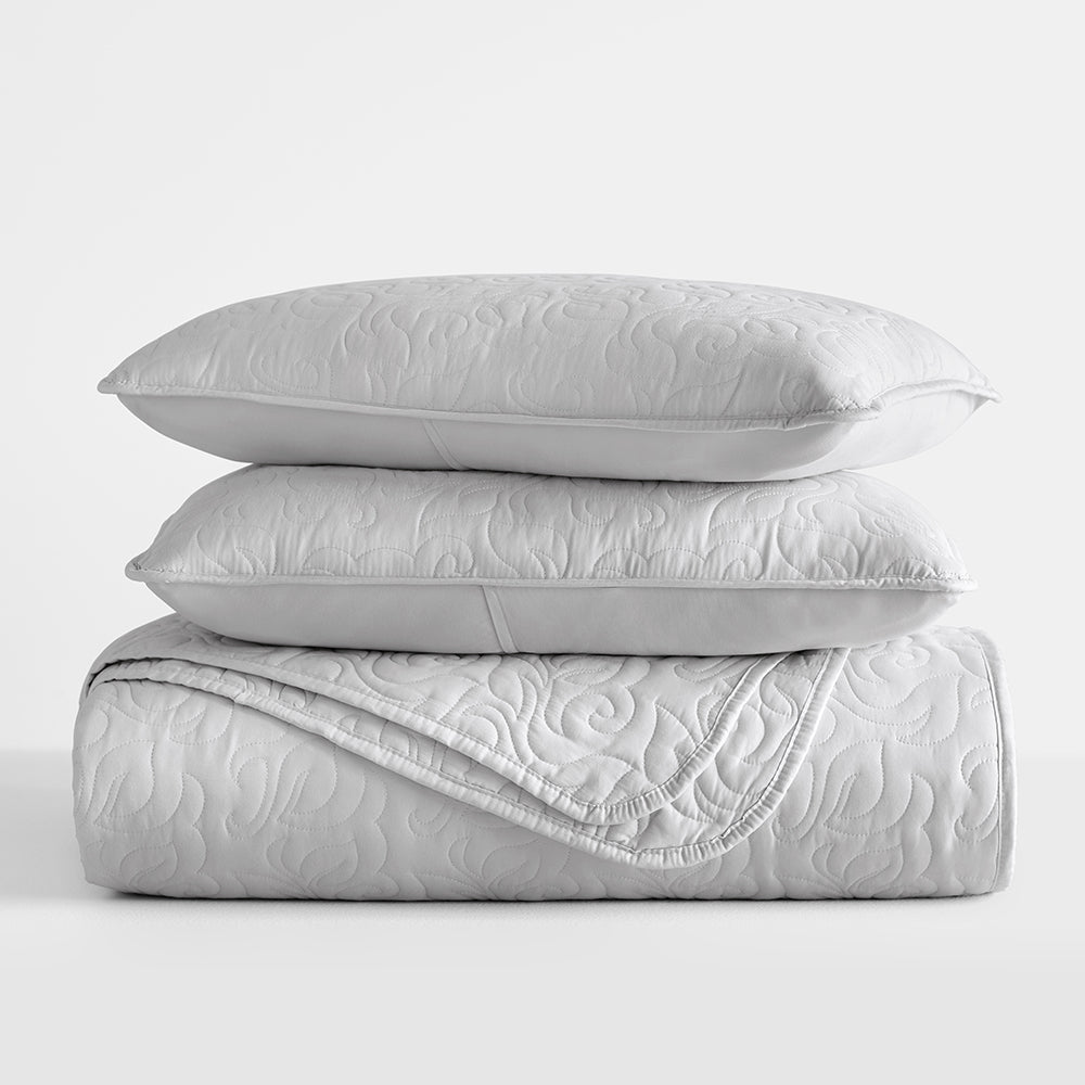 3-Piece Floral Stitch Quilted Coverlet Set - Sale