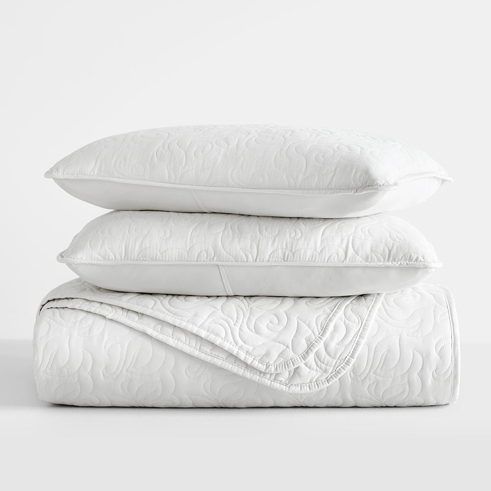 3-Piece Floral Stitch Quilted Coverlet Set - Sale