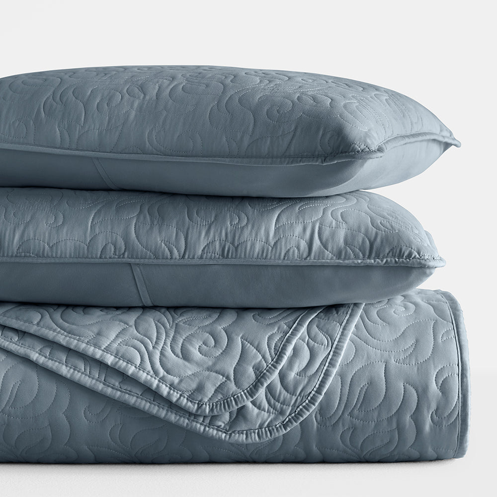 3-Piece Floral Stitch Quilted Coverlet Set - Sale