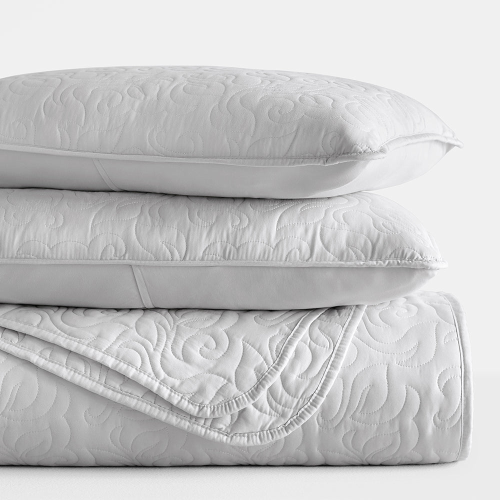 3-Piece Floral Stitch Quilted Coverlet Set - Sale