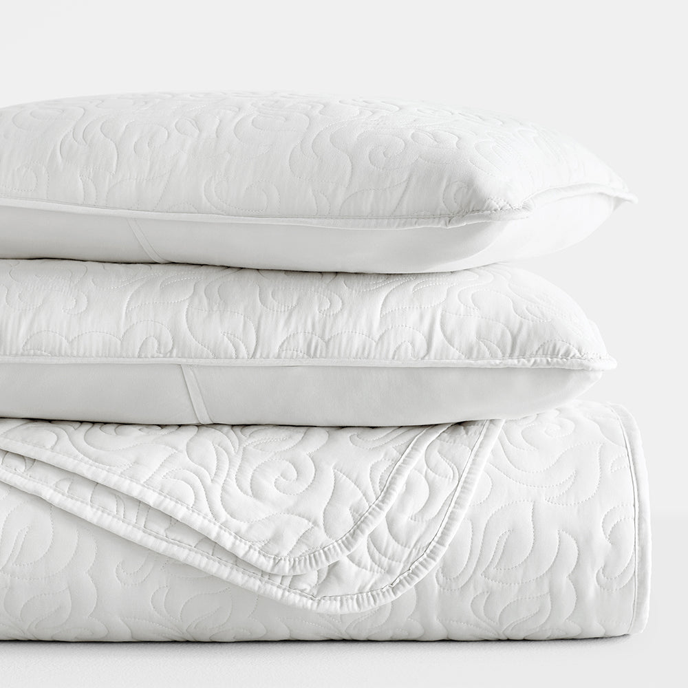 3-Piece Floral Stitch Quilted Coverlet Set - Sale