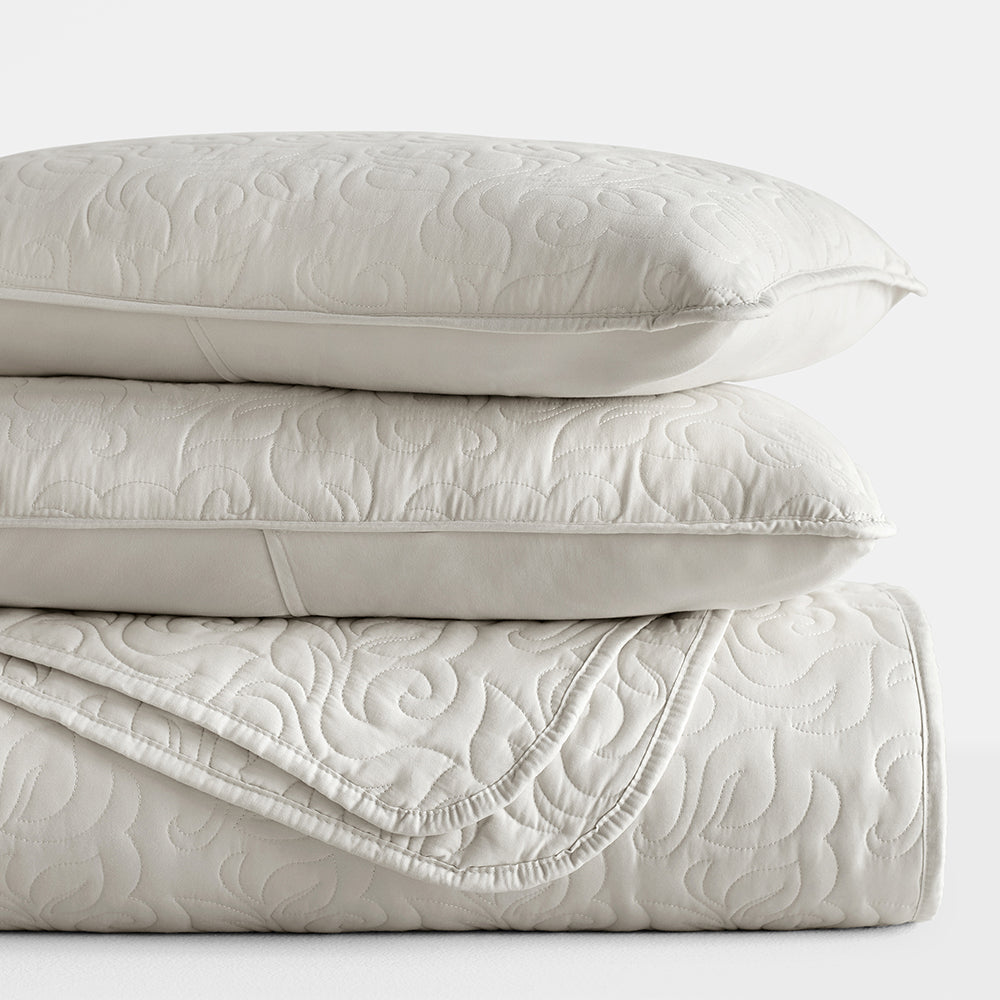3-Piece Floral Stitch Quilted Coverlet Set - Sale