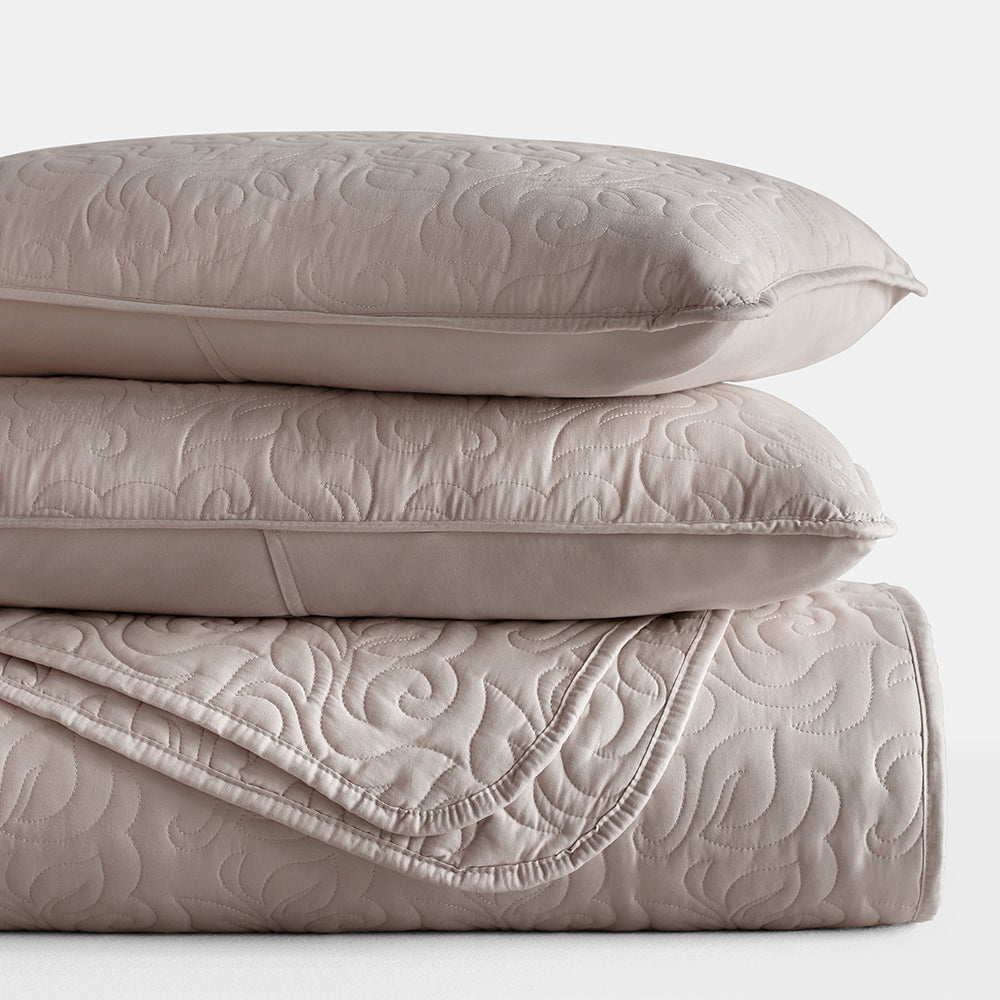 3-Piece Floral Stitch Quilted Coverlet Set - Sale
