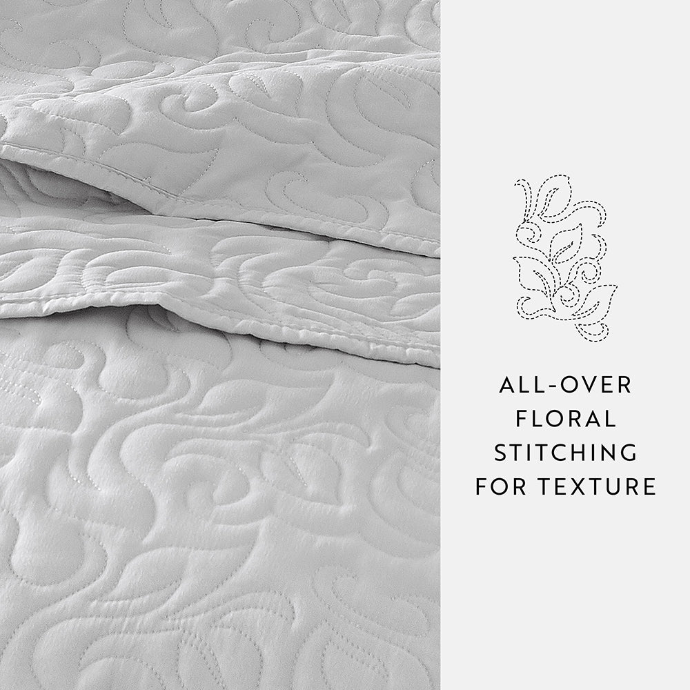 3-Piece Floral Stitch Quilted Coverlet Set - Sale