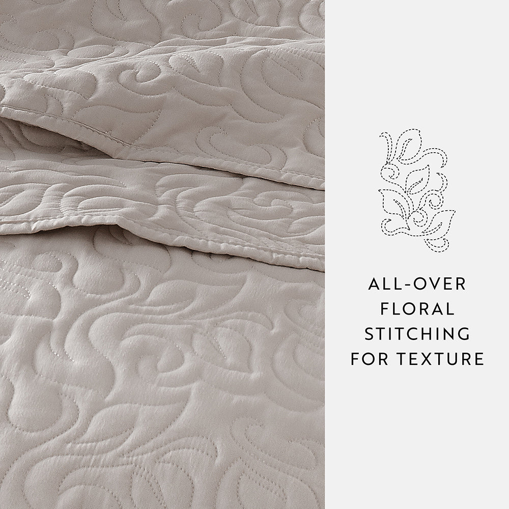 3-Piece Floral Stitch Quilted Coverlet Set - Sale