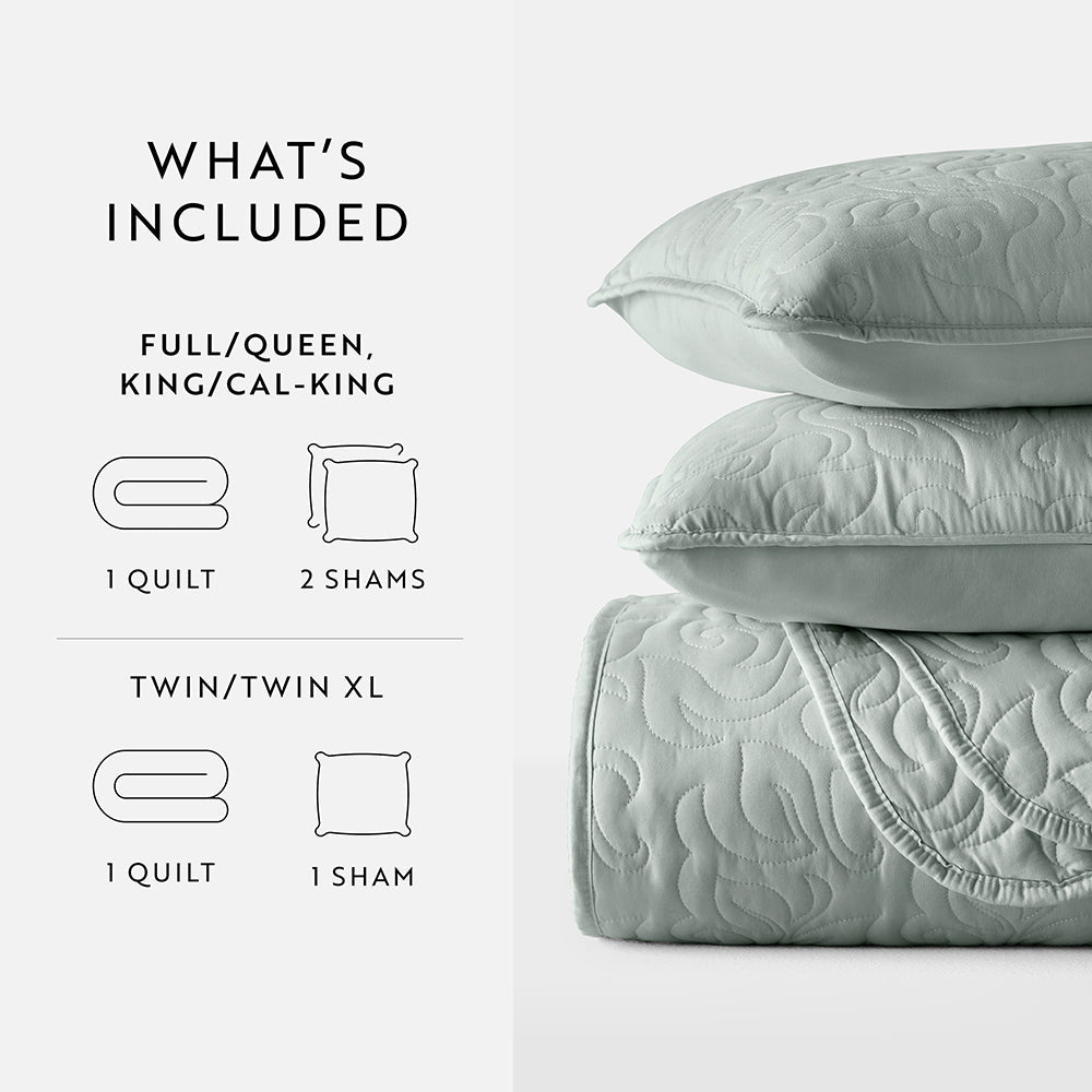 3-Piece Floral Stitch Quilted Coverlet Set - Sale