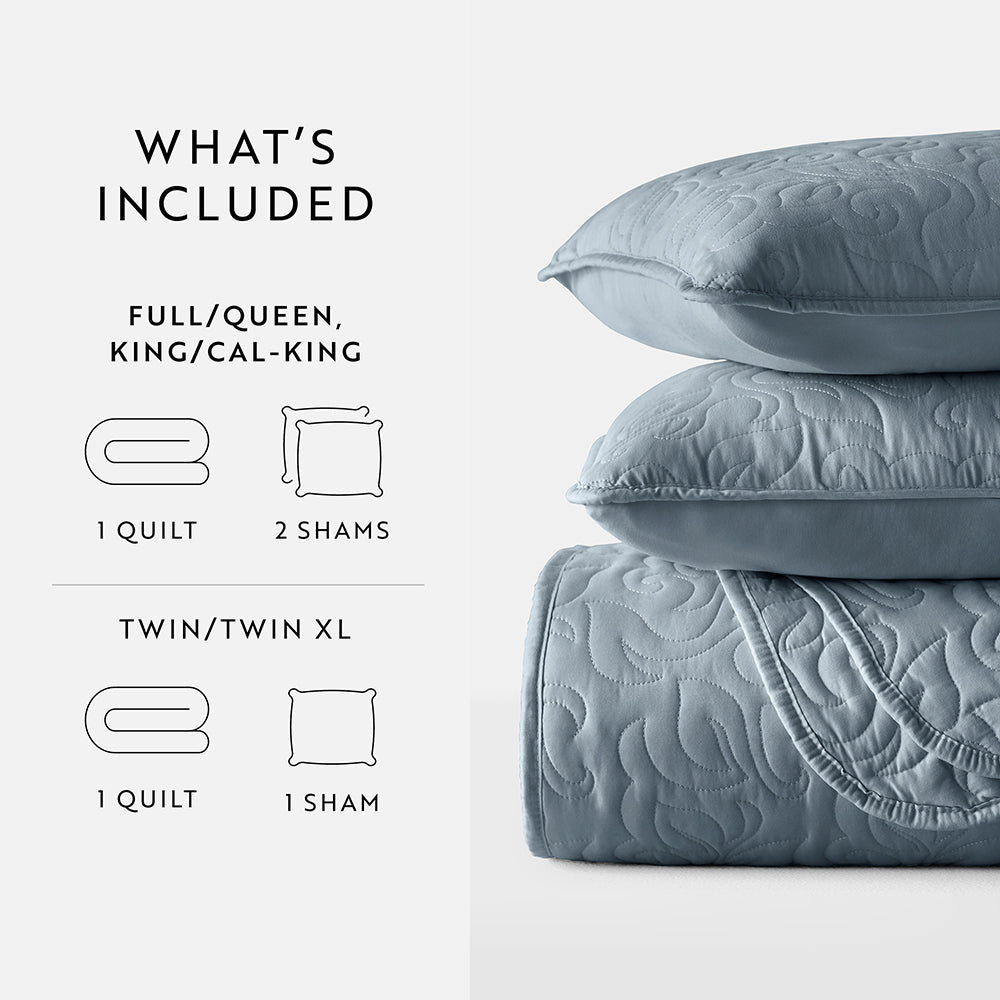3-Piece Floral Stitch Quilted Coverlet Set - Sale