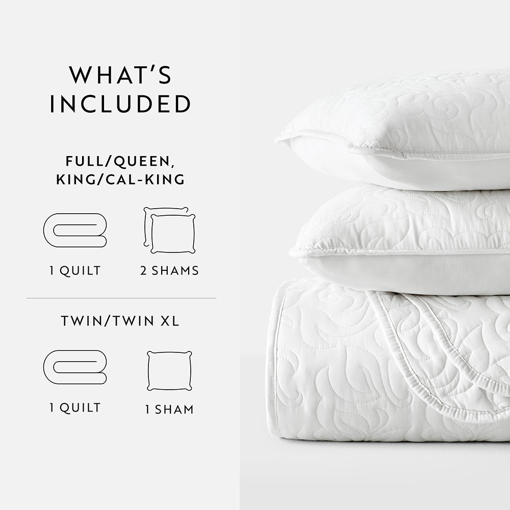 3-Piece Floral Stitch Quilted Coverlet Set - Sale