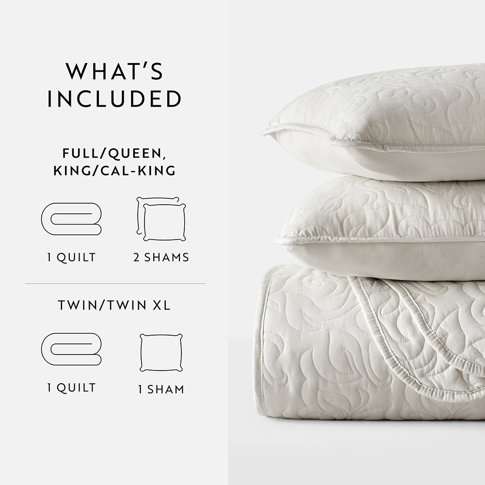 3-Piece Floral Stitch Quilted Coverlet Set - Sale