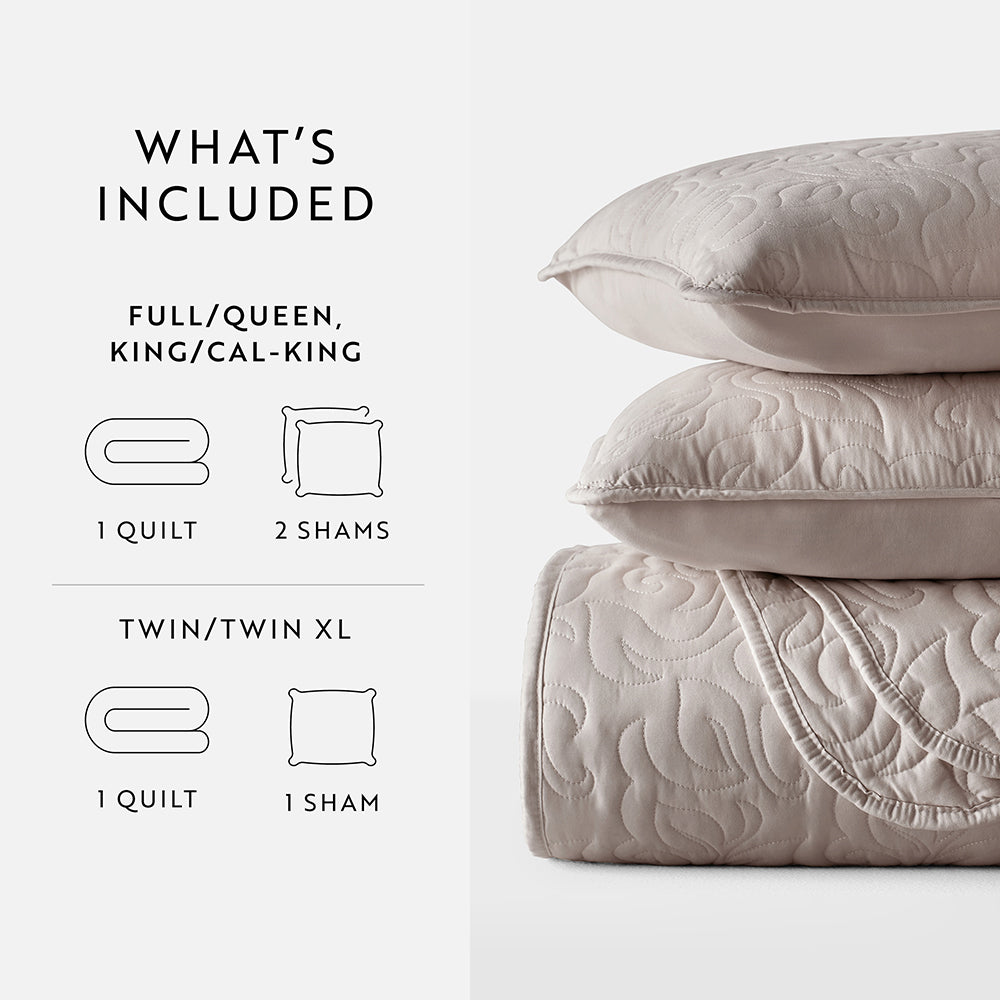 3-Piece Floral Stitch Quilted Coverlet Set - Sale