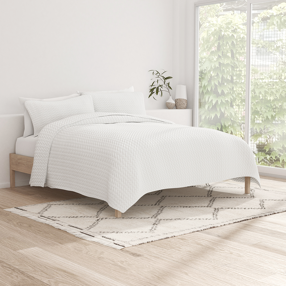 3-Piece Herringbone Quilted Coverlet Set