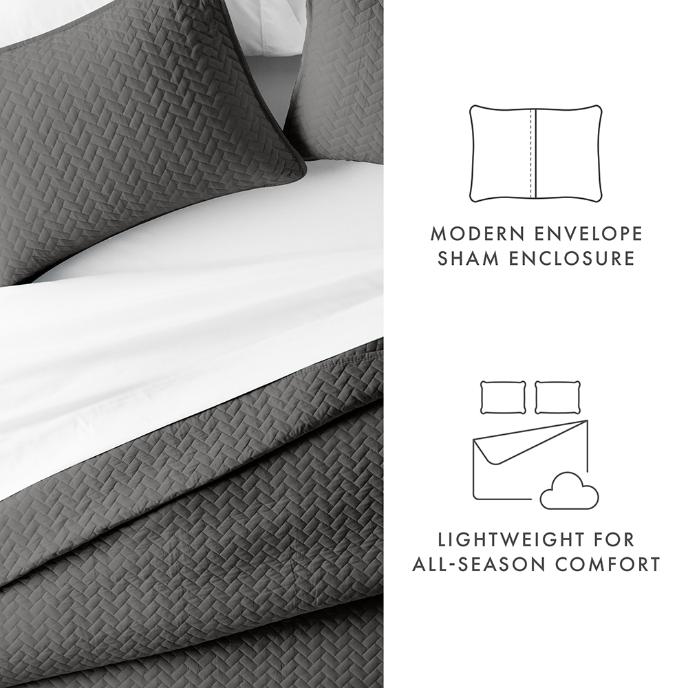 3-Piece Herringbone Quilted Coverlet Set