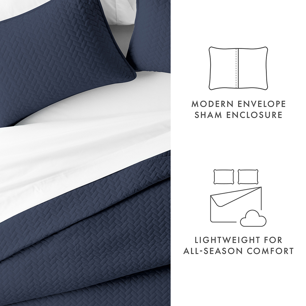 3-Piece Herringbone Quilted Coverlet Set