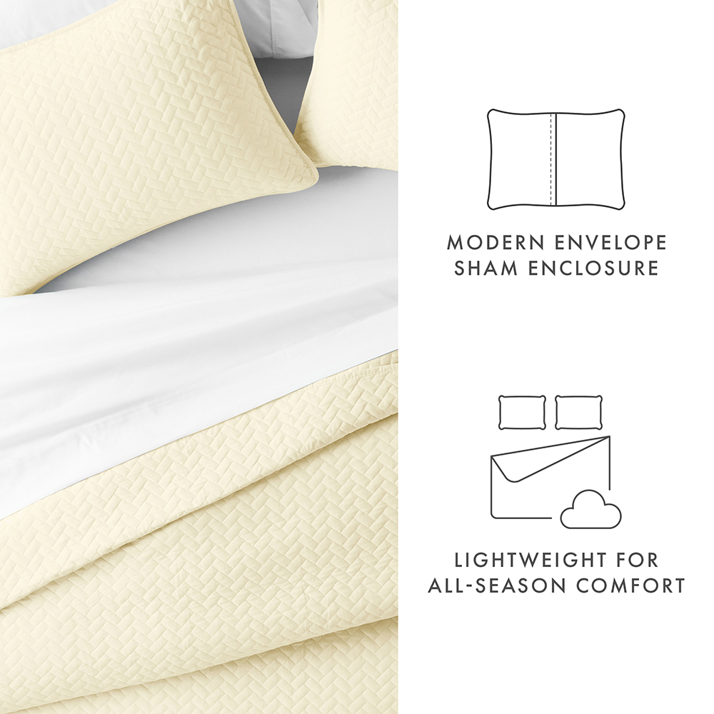 3-Piece Herringbone Quilted Coverlet Set