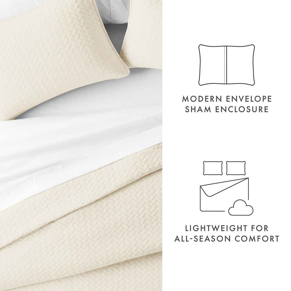 3-Piece Herringbone Quilted Coverlet Set