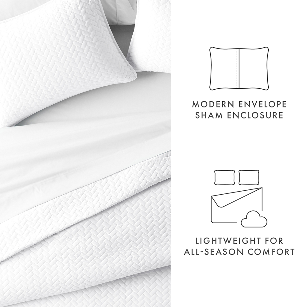 3-Piece Herringbone Quilted Coverlet Set