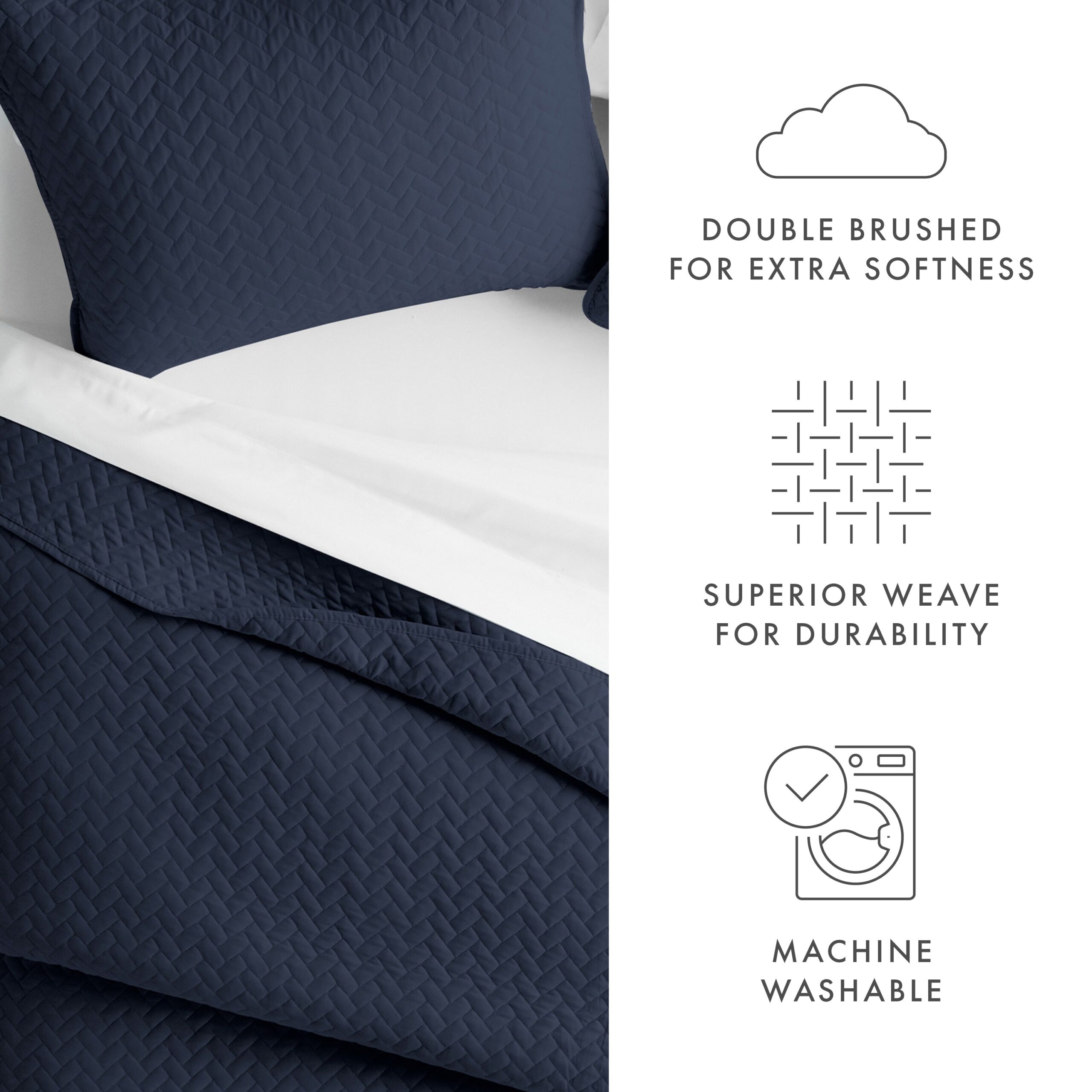 3-Piece Herringbone Quilted Coverlet Set