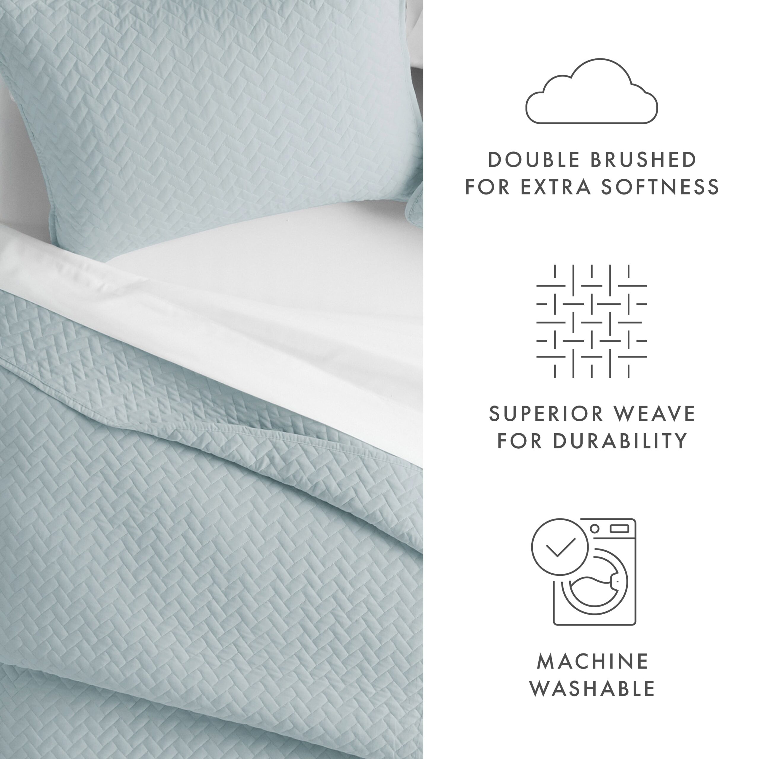 3-Piece Herringbone Quilted Coverlet Set