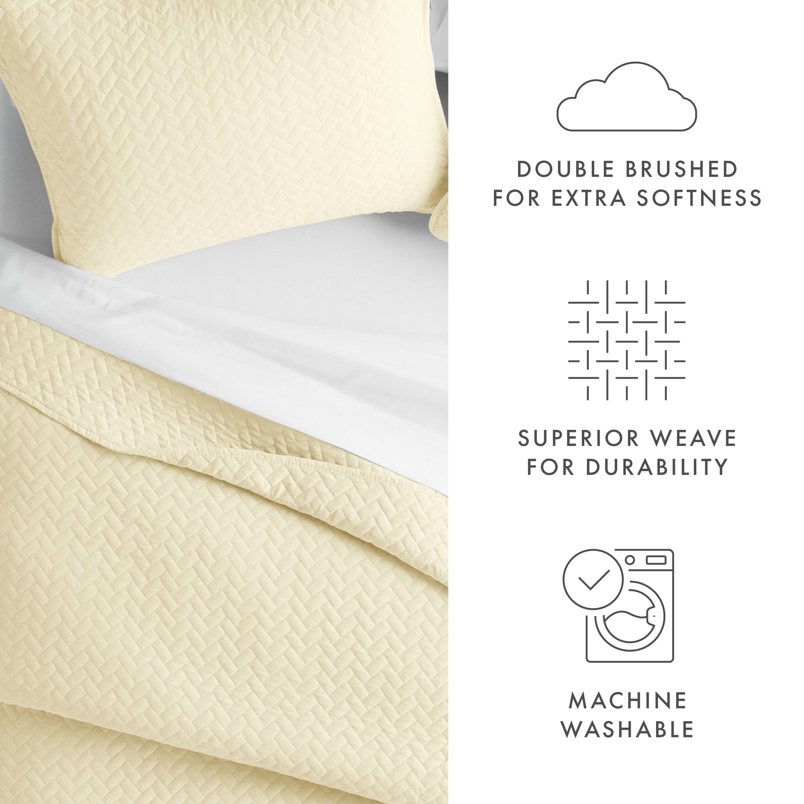 3-Piece Herringbone Quilted Coverlet Set
