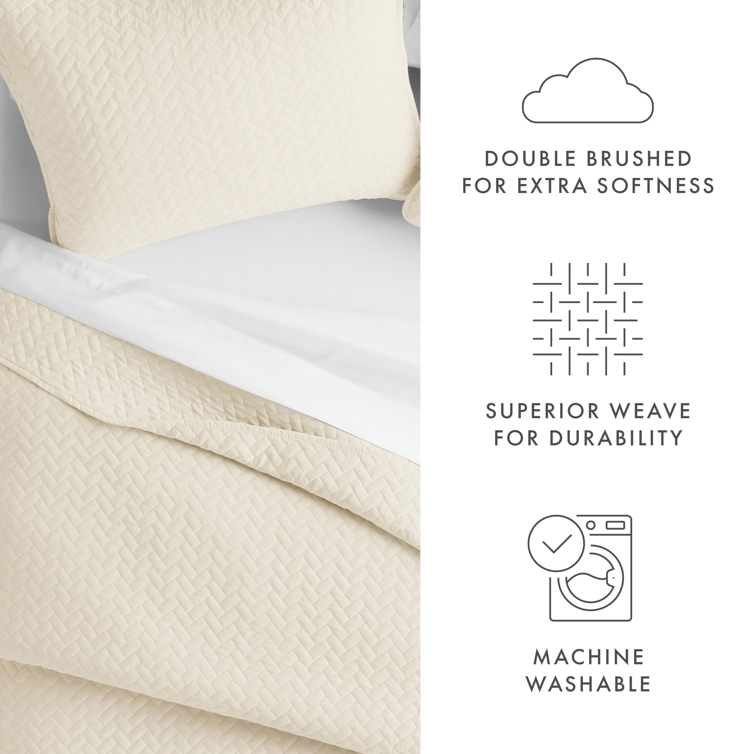 3-Piece Herringbone Quilted Coverlet Set