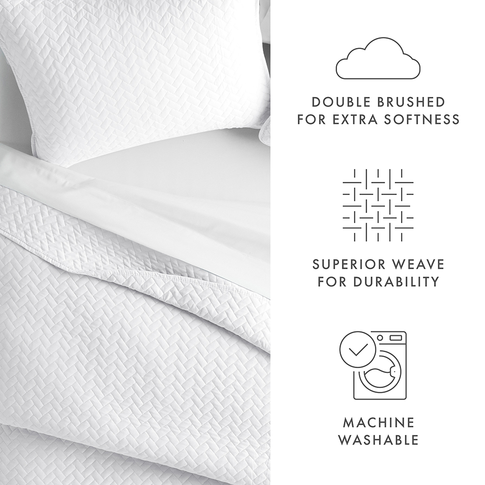 3-Piece Herringbone Quilted Coverlet Set