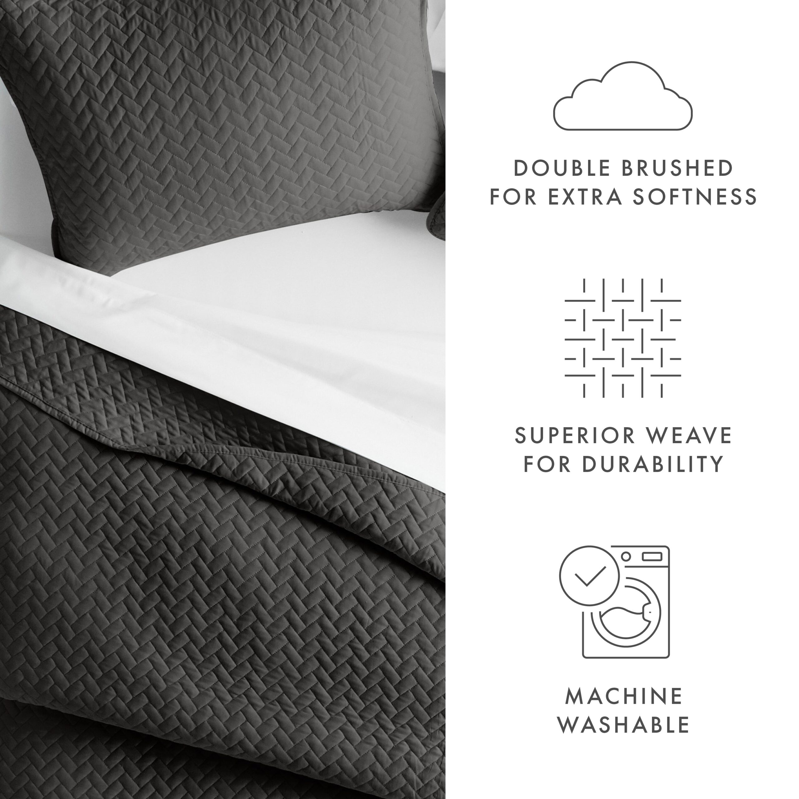 3-Piece Herringbone Quilted Coverlet Set