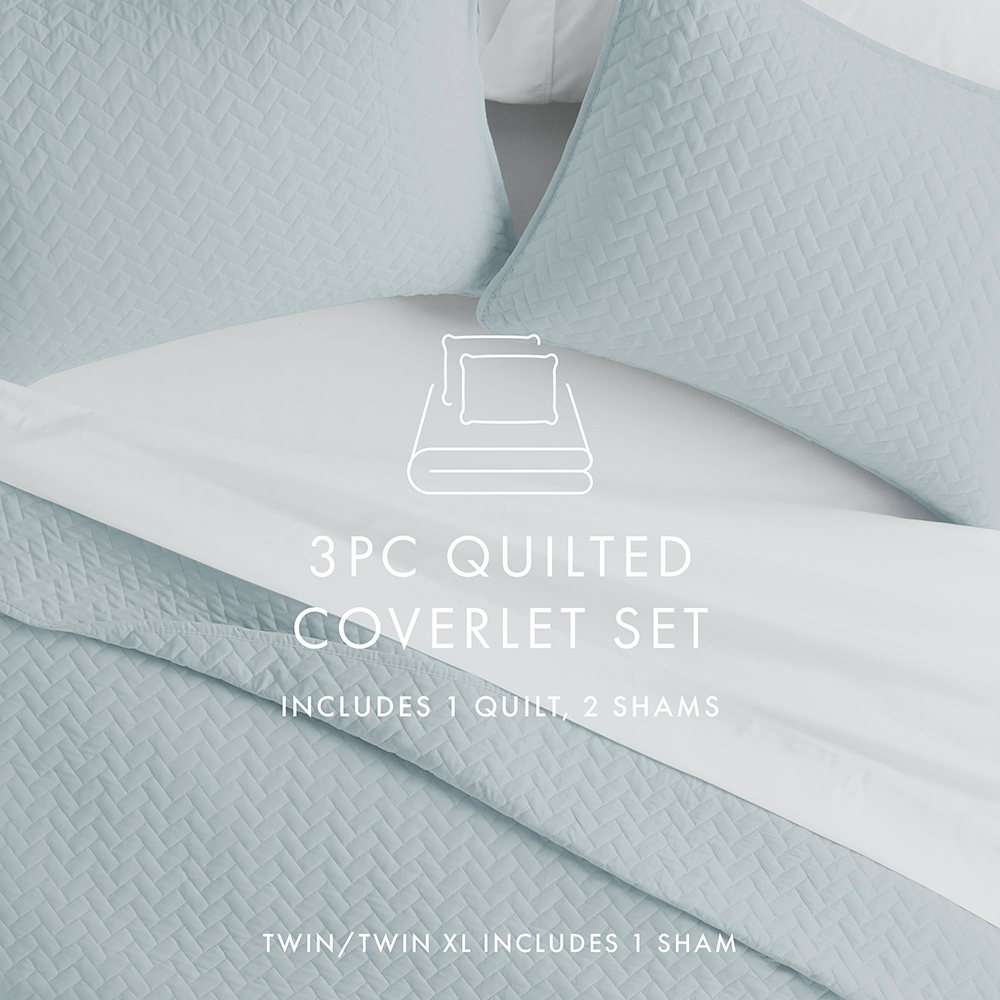 3-Piece Herringbone Quilted Coverlet Set