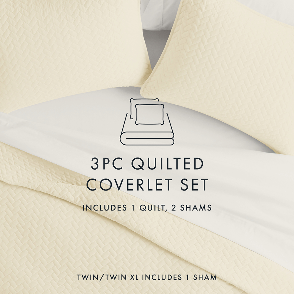 3-Piece Herringbone Quilted Coverlet Set