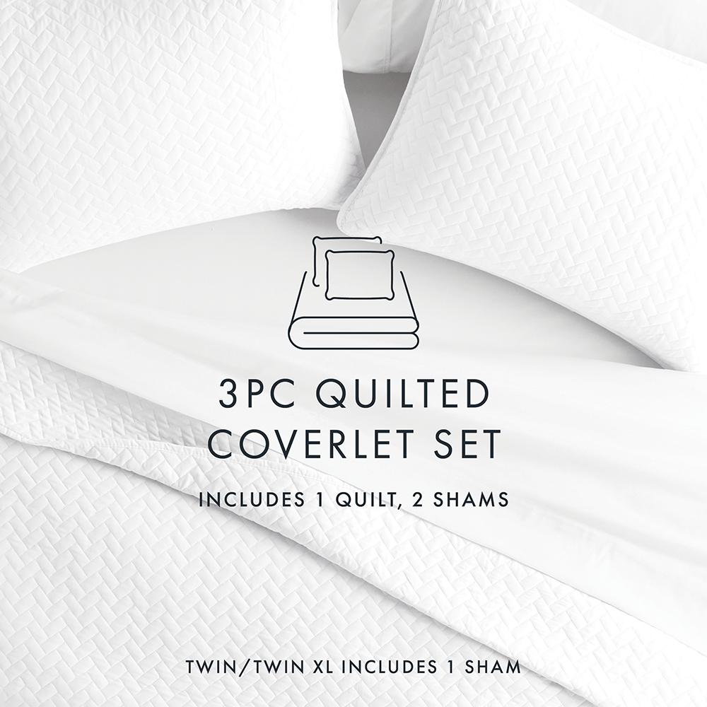 3-Piece Herringbone Quilted Coverlet Set