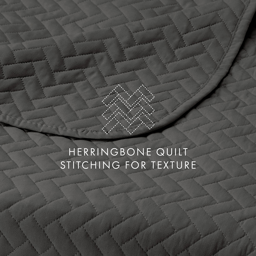 3-Piece Herringbone Quilted Coverlet Set